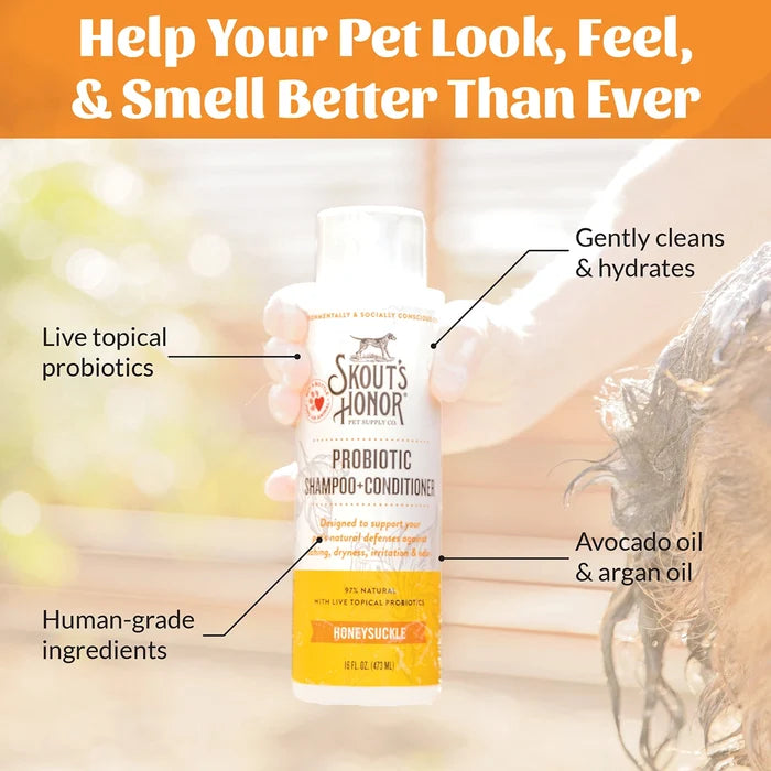 Skout's Honor Probiotic Shampoo + Conditioner Honeysuckle 16 oz