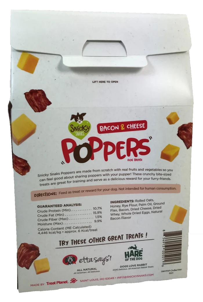 Snicky Snaks Bacon and Cheese Poppers Treat 10 oz