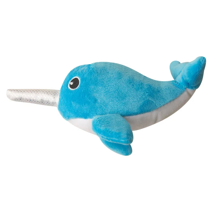 SnugArooz Baby Nikki the Narwhal Plush Dog Toy 5"