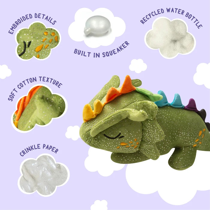 SnugArooz Drowsy the Dragon Plush Dog Toy Green 14"