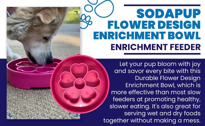 SodaPup Flower eBowl Enrichment Slow Feeder Bowl Pink 8"