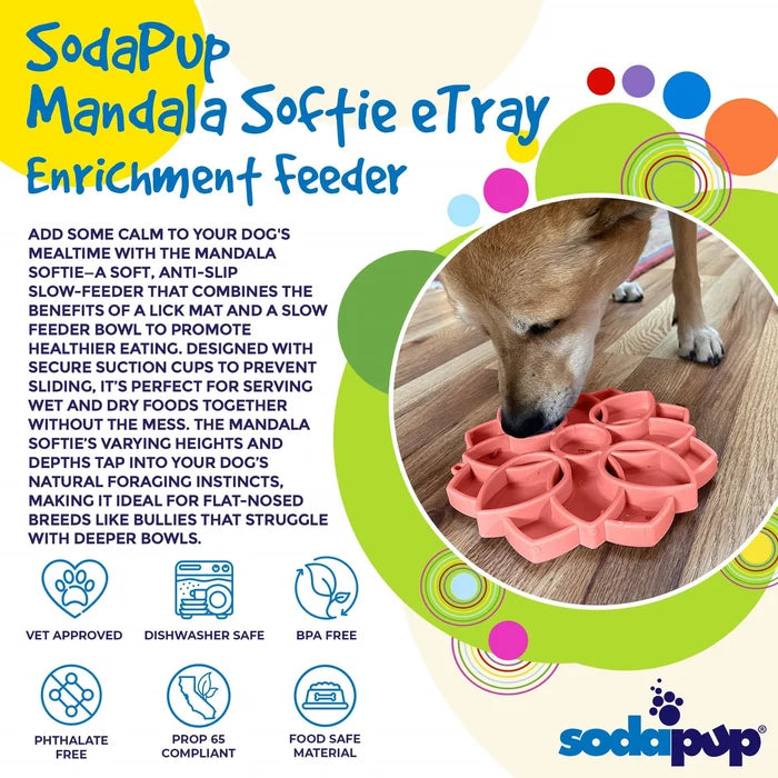 SodaPup Mandala Softie eTray Enrichment Feeder for Dogs Pastel Purple 8"