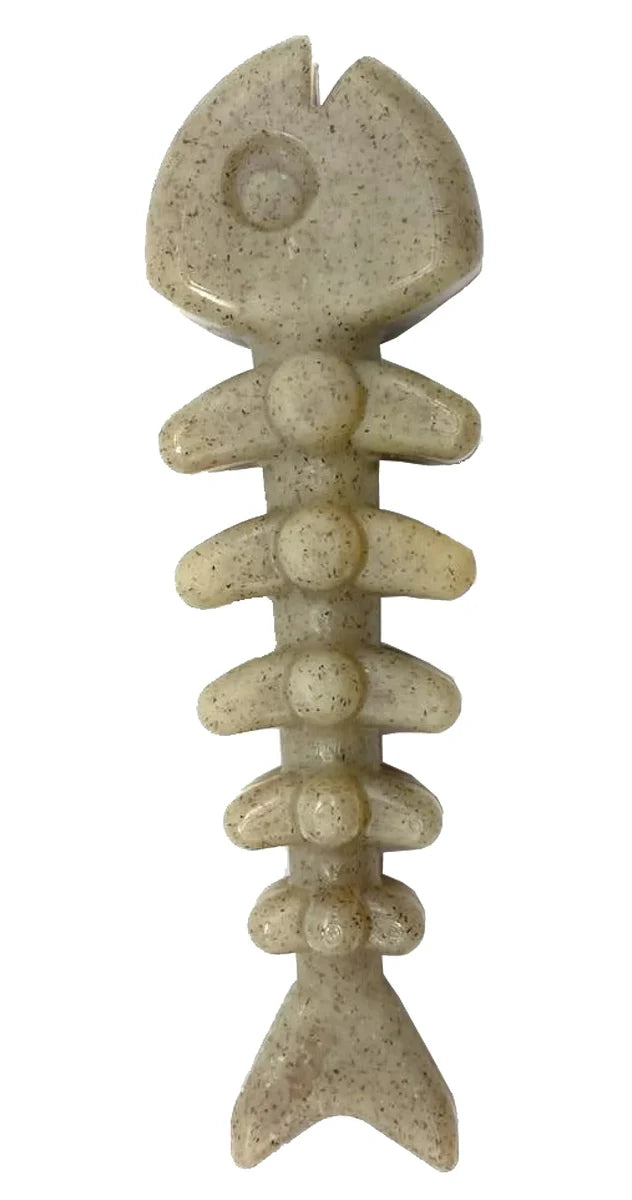 SodaPup Nylon Fish Bone Interactive Dog Chew Toy Brown