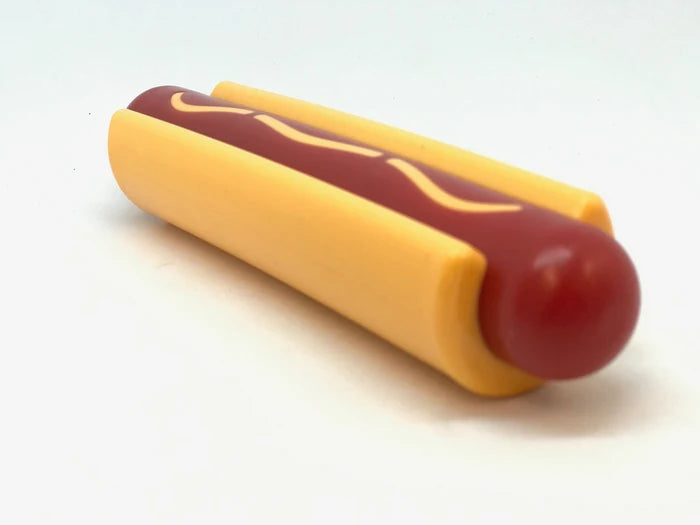 SodaPup Nylon Hot Dog Ultra Duranle Dog Chew Toy Red/Yellow 6.2"