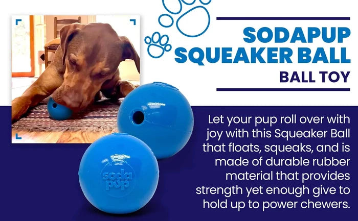SodaPup PUP-X Squeaker Ball Dog Fetch Toy Orange Medium