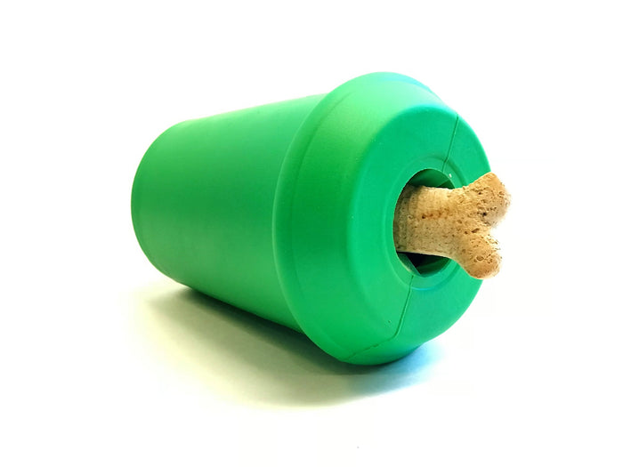 SodaPup Rubber Coffee Cup Durable Dog Chew Toy Green Large 4"