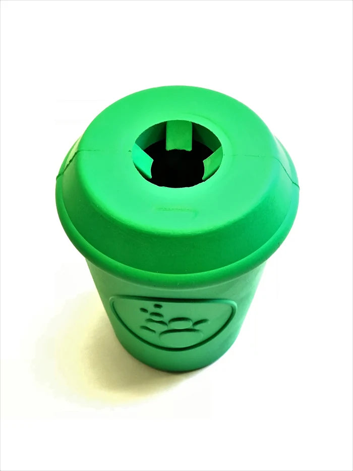 SodaPup Rubber Coffee Cup Durable Dog Chew Toy Green Large 4"