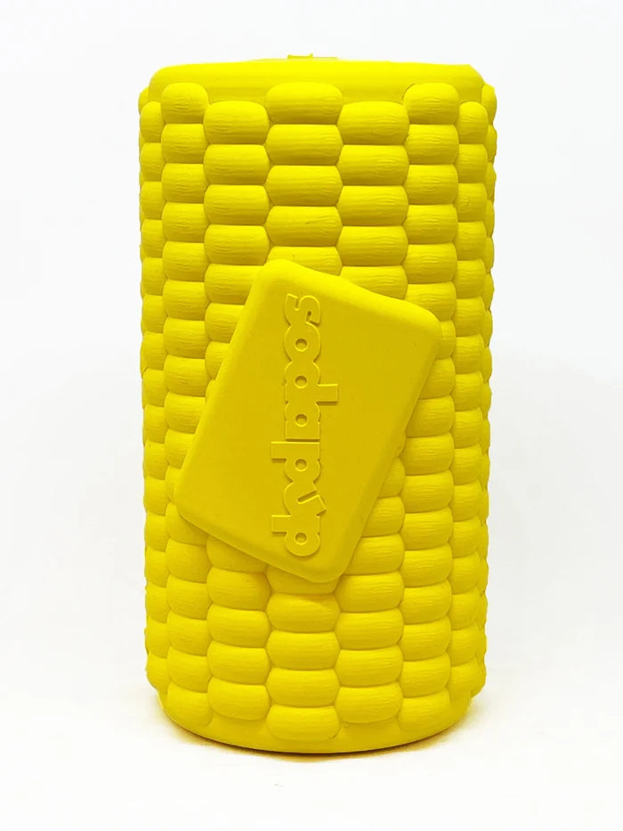 SodaPup Rubber Corn on the Cob Durable Dog Chew Toy Yellow Large 4.75"