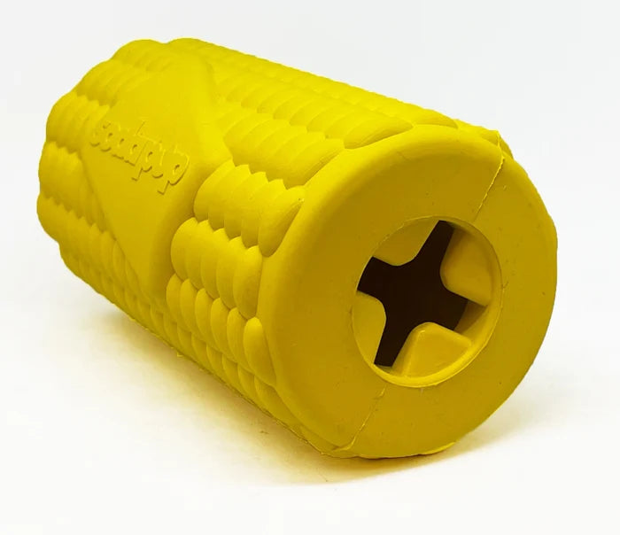 SodaPup Rubber Corn on the Cob Durable Dog Chew Toy Yellow Large 4.75"