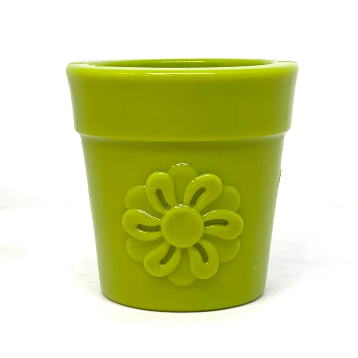 SodaPup Rubber  Flower Pot Durable Treat Dispenser Dog Toy Green 3.5"