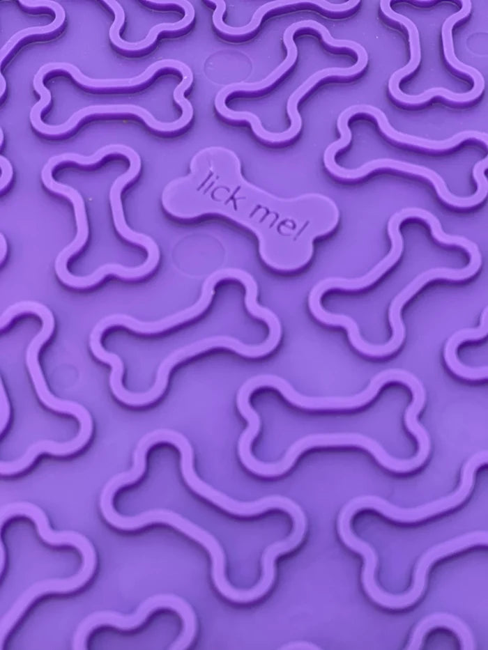 SodaPup TPE eMat Enrichment Lick Mat Bones Purple Large 8"
