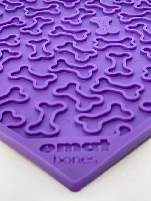 SodaPup TPE eMat Enrichment Lick Mat Bones Purple Large 8"