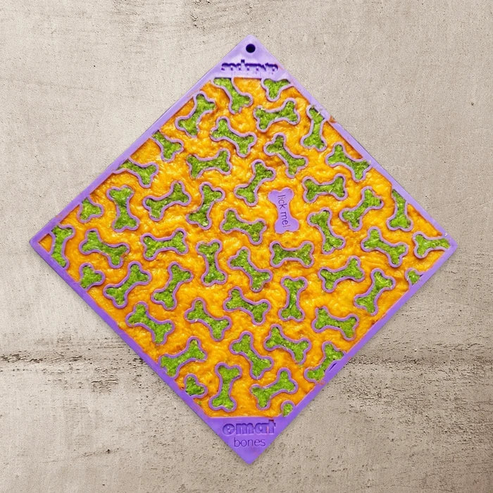 SodaPup TPE eMat Enrichment Lick Mat Bones Purple Large 8"