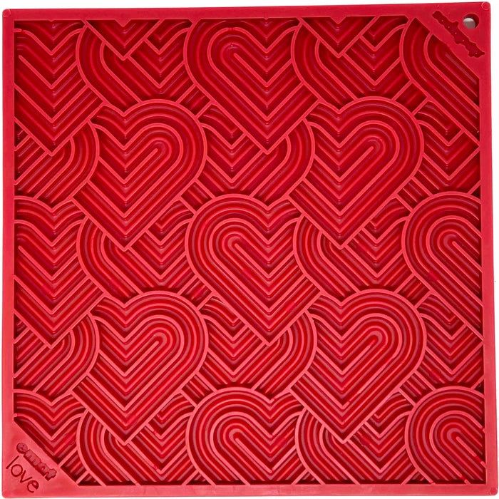 SodaPup TPE eMat Enrichment Lick Mat Heart "LOVE" Red Large 8"