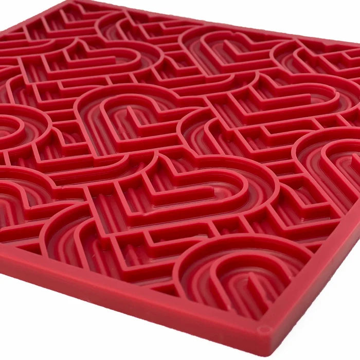 SodaPup TPE eMat Enrichment Lick Mat Heart "LOVE" Red Large 8"