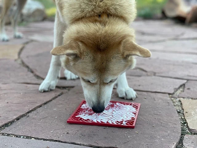 SodaPup TPE eMat Enrichment Lick Mat Heart "LOVE" Red Large 8"