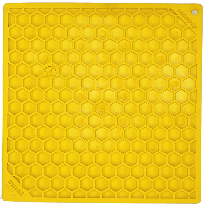 SodaPup TPE eMat Enrichment Lick Mat Honeycomb Yellow Large 8"