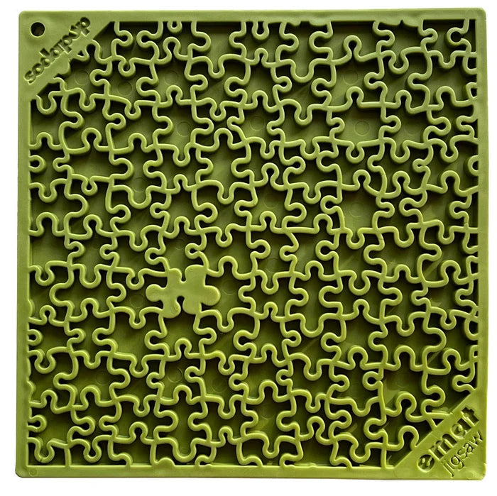 SodaPup TPE eMat Enrichment Lick Mat Jigsaw Green Large 8"