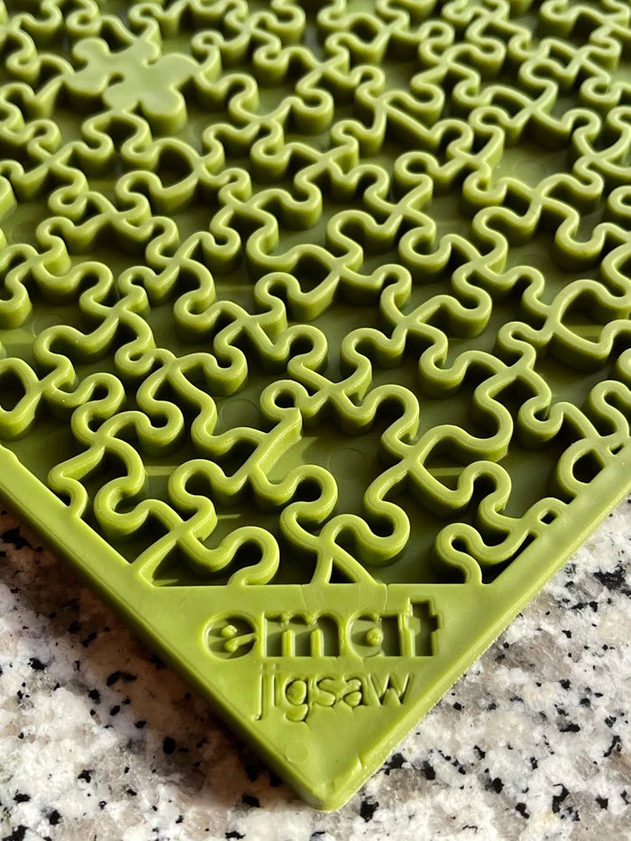 SodaPup TPE eMat Enrichment Lick Mat Jigsaw Green Large 8"