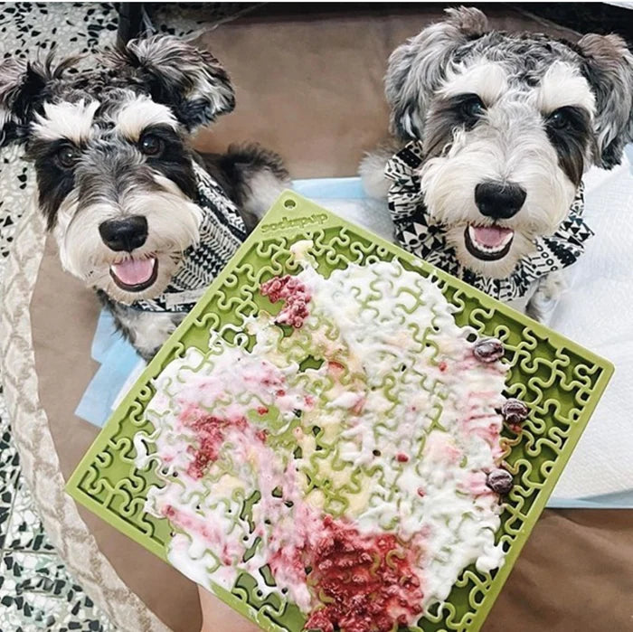 SodaPup TPE eMat Enrichment Lick Mat Jigsaw Green Large 8"