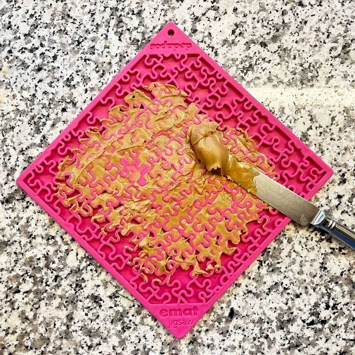 SodaPup TPE eMat Enrichment Lick Mat Jigsaw Pink Large 8"