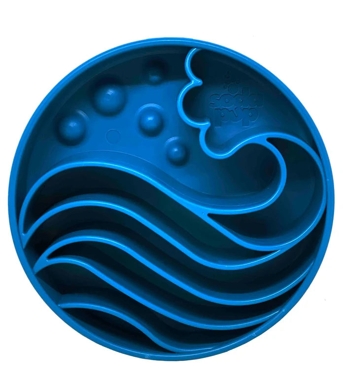 SodaPup Wave eBowl Enrichment Slow Feeder Bowl Blue 8"