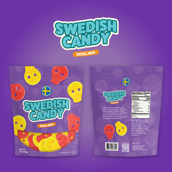 Swedish Candy Skull Mix skull-shaped gummies, product photo