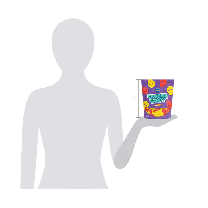 Swedish Candy Skull Mix gummies close up, product photo