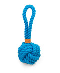 ThoozyPet Ball Tug Rope Dog Toy with Handle Blue 5"