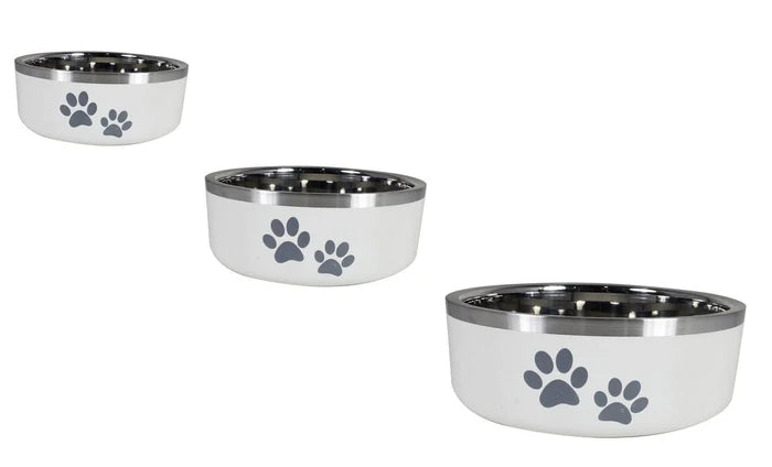ThoozyPet Double Wall Bowl with Paws Butter Milk 16 oz