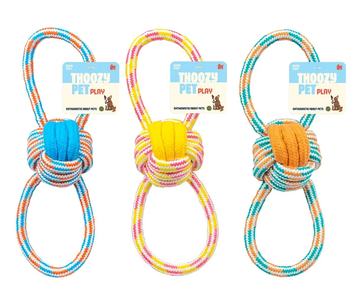 ThoozyPet Figure 8 Knot Ball Rope Dog Toy Orange / Teal 11.5"