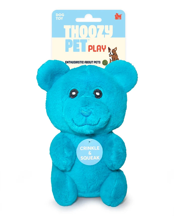 ThoozyPet Gummy Bear Plush Dog Toy Blue 6"