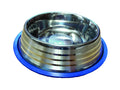 ThoozyPet No-Tip Dish with Silver Stripe & Blue Silicone Ring 16 Oz.
