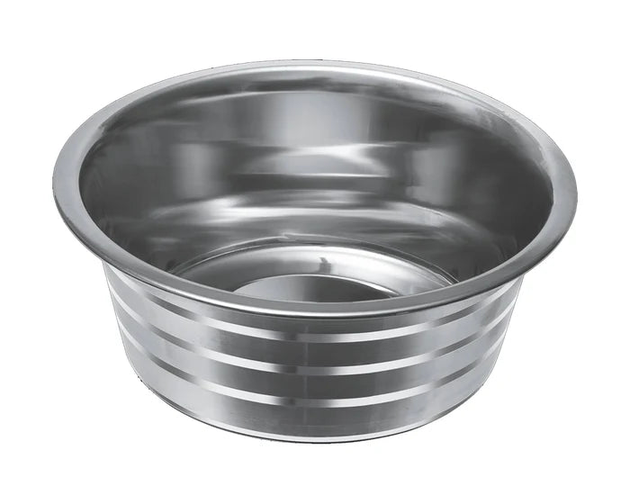 ThoozyPet Standard Feeding Dishes with Silver Stripe 1 Qt.