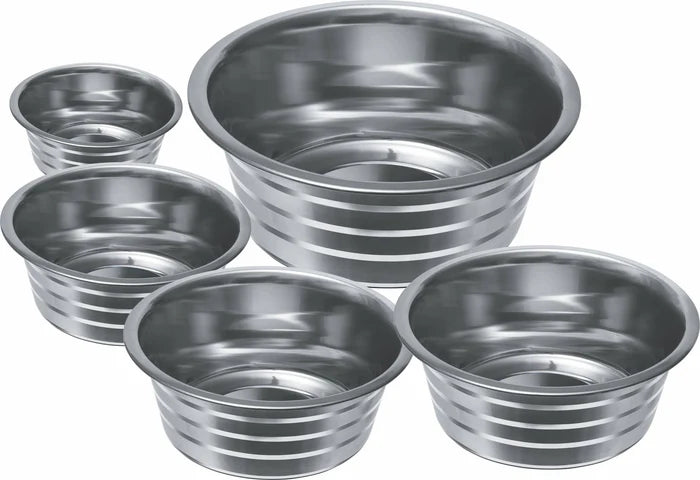 ThoozyPet Standard Feeding Dishes with Silver Stripe 2 Qt.