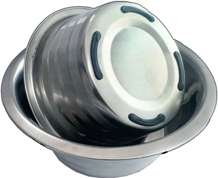ThoozyPet Standard Feeding Dishes with Silver Stripe 3 Qt.