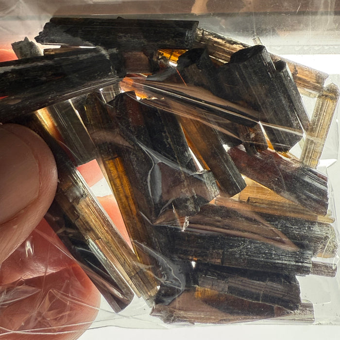 Tourmaline crystals bag, many transparent crystals here, Mwajanga, Tanzania, Untreated Unheated