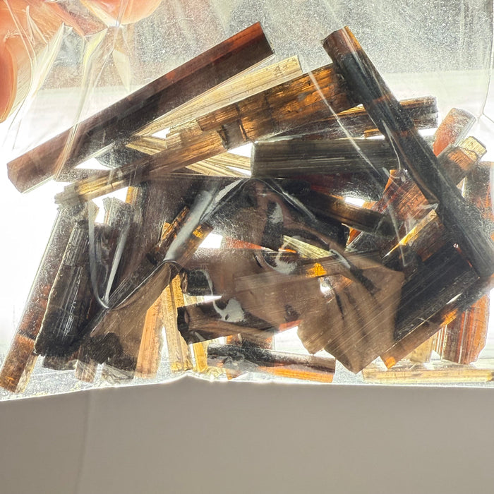 Tourmaline crystals bag, many transparent crystals here, Mwajanga, Tanzania, Untreated Unheated
