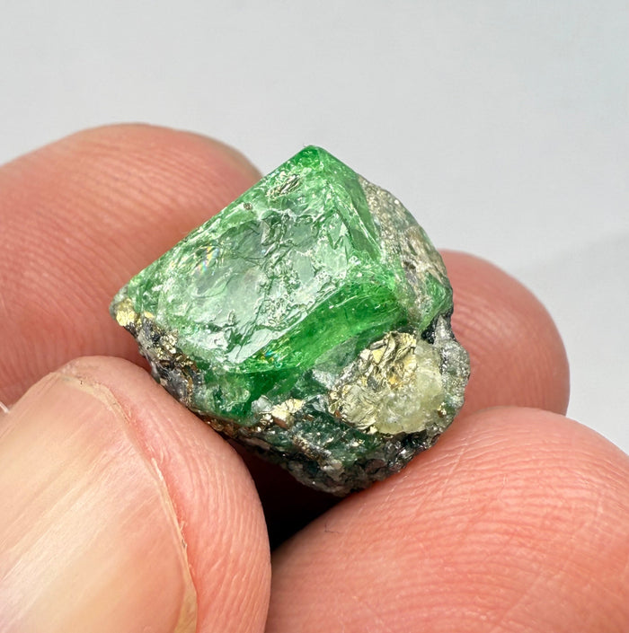 Tsavorite Garnet Crystal on Matrix, 21.09ct, Merelani, Tanzania, Untreated Unheated
