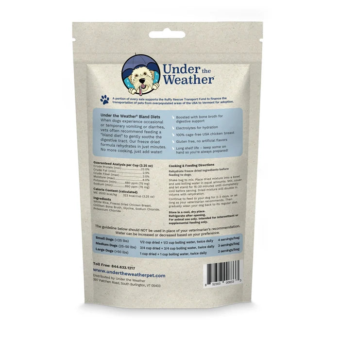 Under the Weather Bland Diet Rice, Chicken & Bone Broth