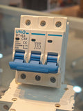 UNO 3-Pole 25A C-Curve Miniature Circuit Breaker (MCB) 6kA Three-Phase 240/415V