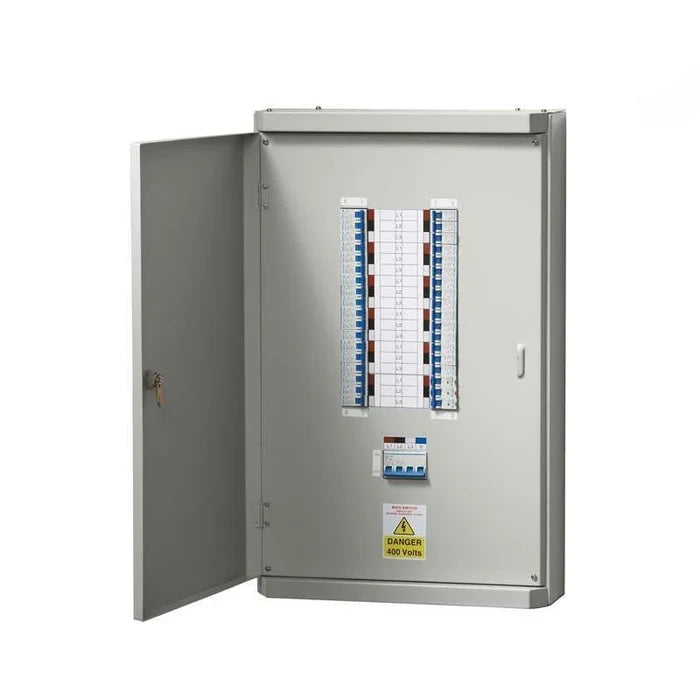 UNO 8-Way Distribution Board – Complete with 100A Disconnect Switch and 24× 1-Pole MCBs