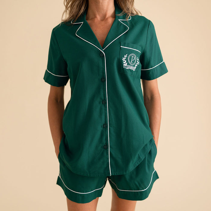Varsity Green Women's Twill Pajama Short Set