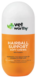 Vet Worthy Hairball Support w/ Pumpkin Soft Chews Feline 60ct