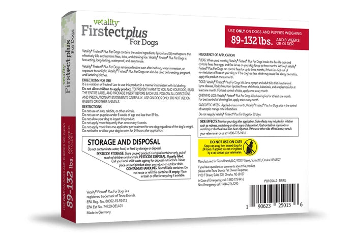 Vetality Firstect Plus For Extra Large Dogs 89-132 lbs