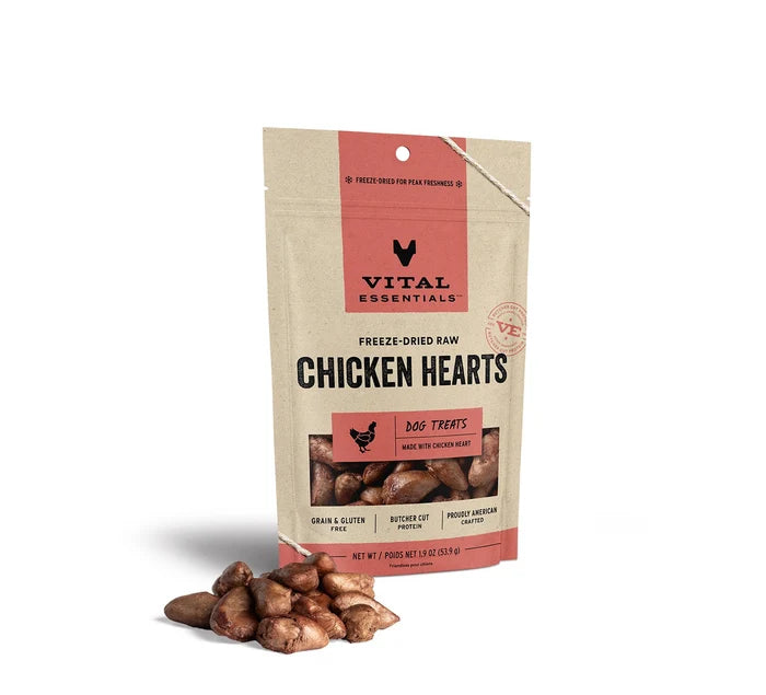 Vital Essentials® Freeze-Dried Chicken Hearts Dog Treats, 1.9 oz