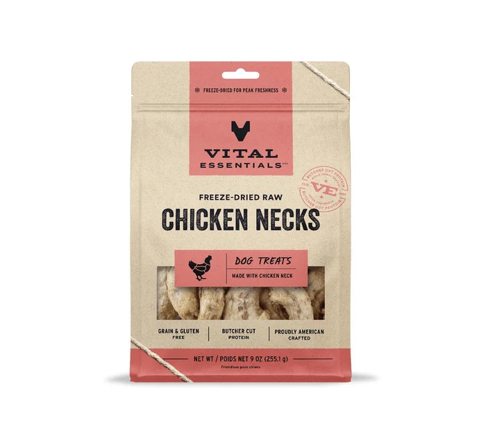 Vital Essentials® Freeze-Dried Raw Chicken Necks Dog Treats, 9 oz