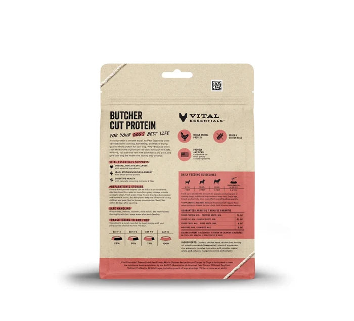 Vital Essentials® Freeze-Dried Raw Chicken Protein Mix-In Ground Topper for Dogs, 6 oz