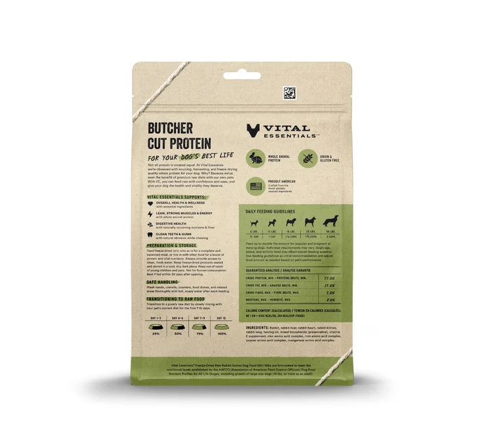 Vital Essentials® Freeze-Dried Raw Rabbit Entree Dog Food Mini Nibs, 14 oz