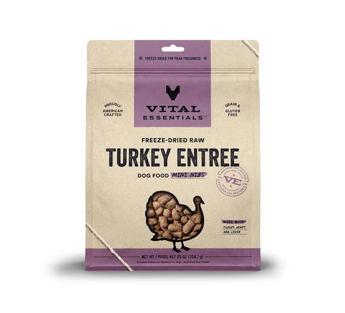 Vital Essentials® Freeze-Dried Raw Turkey Entree Dog Food Mini Nibs, 25 oz